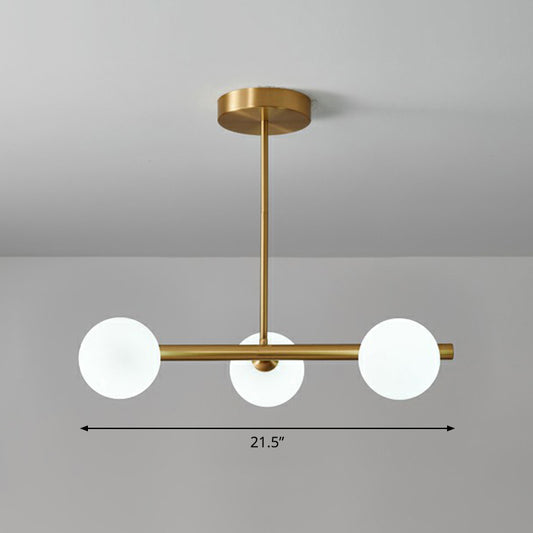 Postmodern Linear Island Lamp Glass Dining Room Suspension Pendant Light in Brass 3 White Clearhalo 'Ceiling Lights' 'Island Lights' Lighting' 2354365