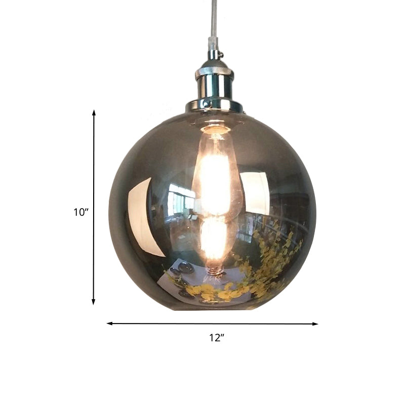 Vintage Globe/Bowl/Dome Hanging Ceiling Light 1 Light Mirrored Glass Pendant Lighting in Chrome Clearhalo 'Ceiling Lights' 'Glass shade' 'Glass' 'Pendant Lights' 'Pendants' Lighting' 235481