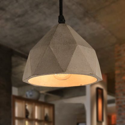 Bowl/Cylinder/Semi Circle Cement Pendant Lamp Vintage 1 Light Dining Room Hanging Light Fixture in Grey Grey Bowl Clearhalo 'Ceiling Lights' 'Modern Pendants' 'Modern' 'Pendant Lights' 'Pendants' Lighting' 235554