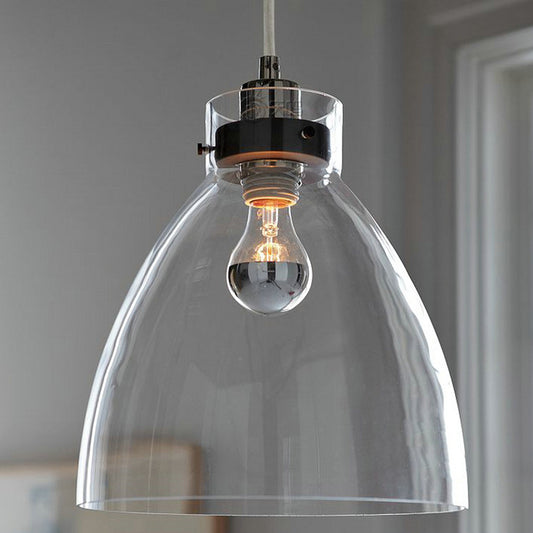 Clear Glass Domed Pendant Light One Head Simple Stylish Hanging Lamp for Dining Room Clear Clearhalo 'Ceiling Lights' 'Glass shade' 'Glass' 'Industrial Pendants' 'Industrial' 'Middle Century Pendants' 'Pendant Lights' 'Pendants' 'Tiffany' Lighting' 235584