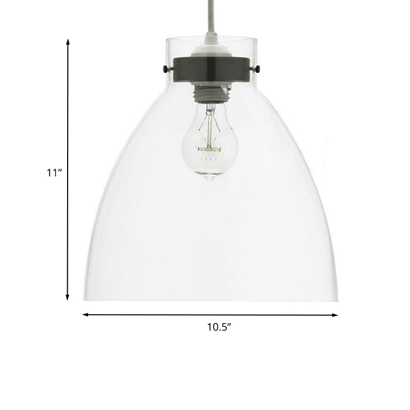 Clear Glass Domed Pendant Light One Head Simple Stylish Hanging Lamp for Dining Room Clearhalo 'Ceiling Lights' 'Glass shade' 'Glass' 'Industrial Pendants' 'Industrial' 'Middle Century Pendants' 'Pendant Lights' 'Pendants' 'Tiffany' Lighting' 235587