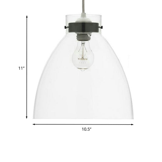 Clear Glass Domed Pendant Light One Head Simple Stylish Hanging Lamp for Dining Room - Clearhalo - 'Ceiling Lights' - 'Glass shade' - 'Glass' - 'Industrial Pendants' - 'Industrial' - 'Middle Century Pendants' - 'Pendant Lights' - 'Pendants' - 'Tiffany' - Lighting' - 235587