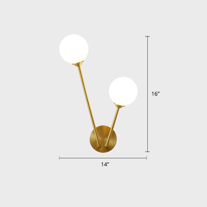 Brass Branch Wall Light Minimalistic Ball Glass Sconce Lighting Fixture for Bedroom Clearhalo 'Cast Iron' 'Glass' 'Industrial' 'Modern wall lights' 'Modern' 'Tiffany' 'Traditional wall lights' 'Wall Lamps & Sconces' 'Wall Lights' Lighting' 2356705