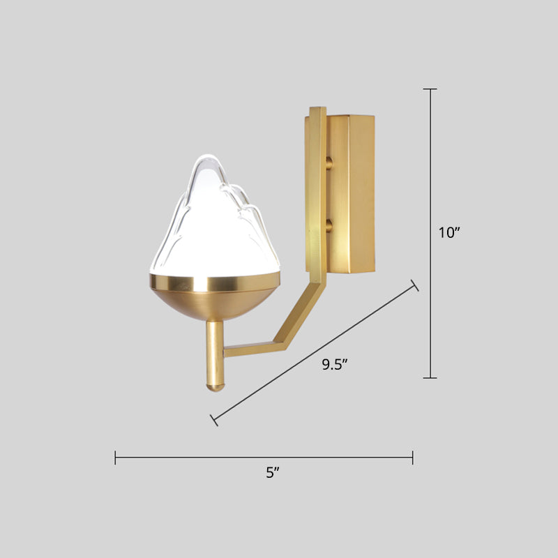 White Glass Geometric Wall Lighting Postmodern Brass Finish Wall Sconce for Living Room Brass Mountain Clearhalo 'Cast Iron' 'Glass' 'Industrial' 'Modern wall lights' 'Modern' 'Tiffany' 'Traditional wall lights' 'Wall Lamps & Sconces' 'Wall Lights' Lighting' 2356733