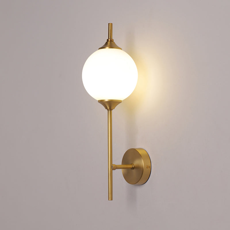 White Glass Geometric Wall Lighting Postmodern Brass Finish Wall Sconce for Living Room Clearhalo 'Cast Iron' 'Glass' 'Industrial' 'Modern wall lights' 'Modern' 'Tiffany' 'Traditional wall lights' 'Wall Lamps & Sconces' 'Wall Lights' Lighting' 2356738