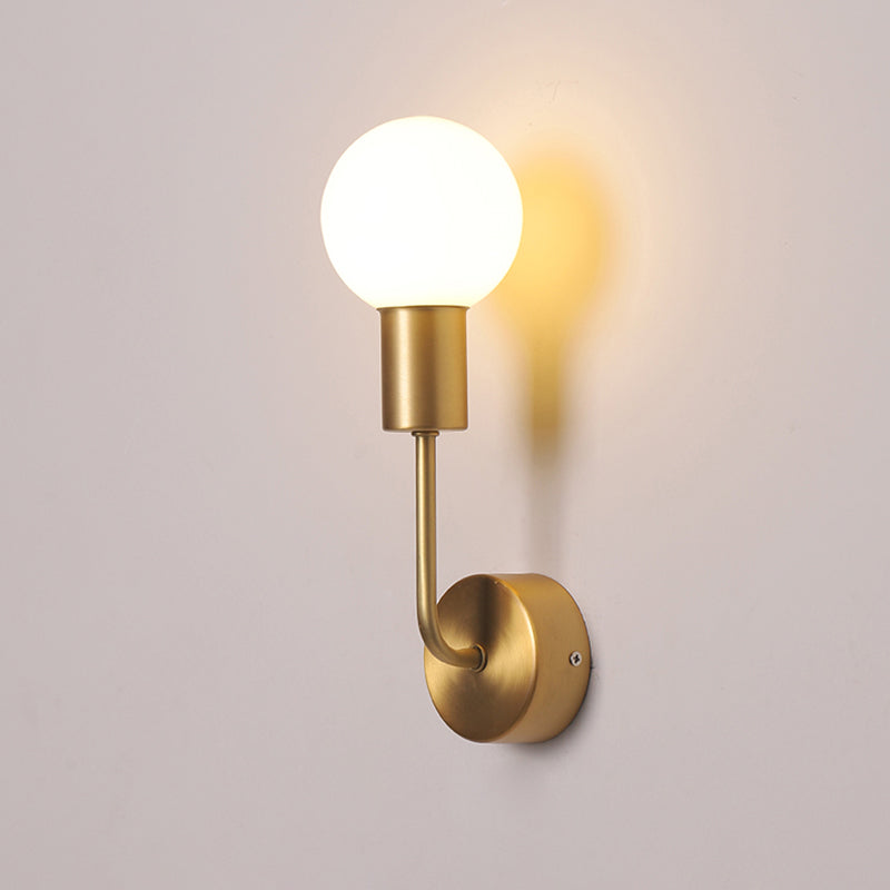 White Glass Geometric Wall Lighting Postmodern Brass Finish Wall Sconce for Living Room Clearhalo 'Cast Iron' 'Glass' 'Industrial' 'Modern wall lights' 'Modern' 'Tiffany' 'Traditional wall lights' 'Wall Lamps & Sconces' 'Wall Lights' Lighting' 2356740
