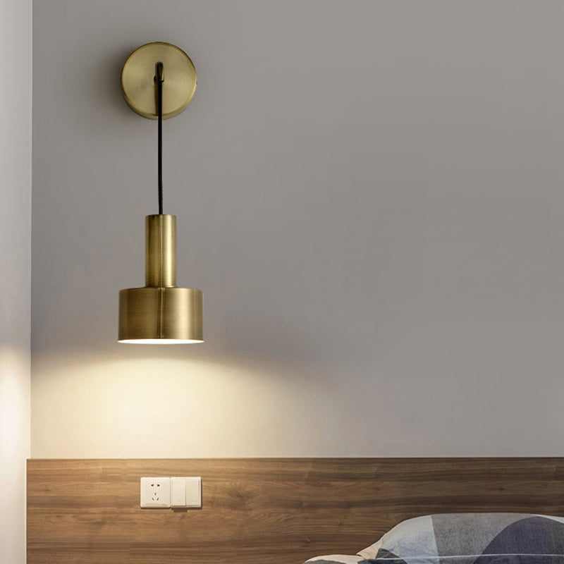 Postmodern Small Wall Hanging Light Metallic Single-Bulb Bedside Reading Wall Lamp Clearhalo 'Cast Iron' 'Glass' 'Industrial' 'Modern wall lights' 'Modern' 'Tiffany' 'Traditional wall lights' 'Wall Lamps & Sconces' 'Wall Lights' Lighting' 2356760