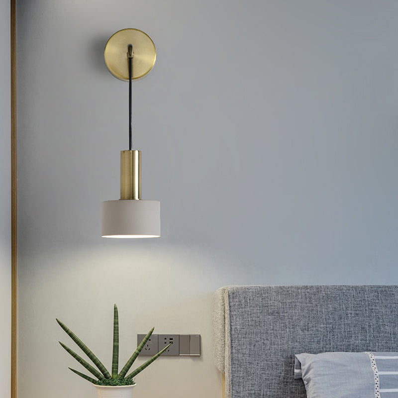 Postmodern Small Wall Hanging Light Metallic Single-Bulb Bedside Reading Wall Lamp Clearhalo 'Cast Iron' 'Glass' 'Industrial' 'Modern wall lights' 'Modern' 'Tiffany' 'Traditional wall lights' 'Wall Lamps & Sconces' 'Wall Lights' Lighting' 2356761