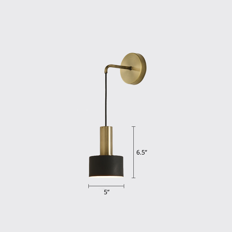 Postmodern Small Wall Hanging Light Metallic Single-Bulb Bedside Reading Wall Lamp Black Clearhalo 'Cast Iron' 'Glass' 'Industrial' 'Modern wall lights' 'Modern' 'Tiffany' 'Traditional wall lights' 'Wall Lamps & Sconces' 'Wall Lights' Lighting' 2356762