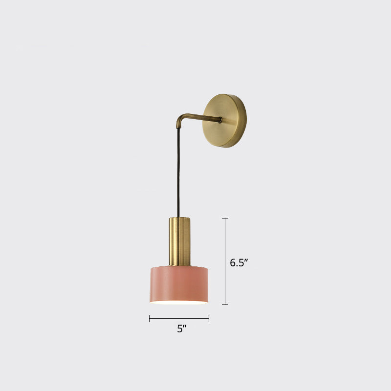 Postmodern Small Wall Hanging Light Metallic Single-Bulb Bedside Reading Wall Lamp Pink Clearhalo 'Cast Iron' 'Glass' 'Industrial' 'Modern wall lights' 'Modern' 'Tiffany' 'Traditional wall lights' 'Wall Lamps & Sconces' 'Wall Lights' Lighting' 2356763
