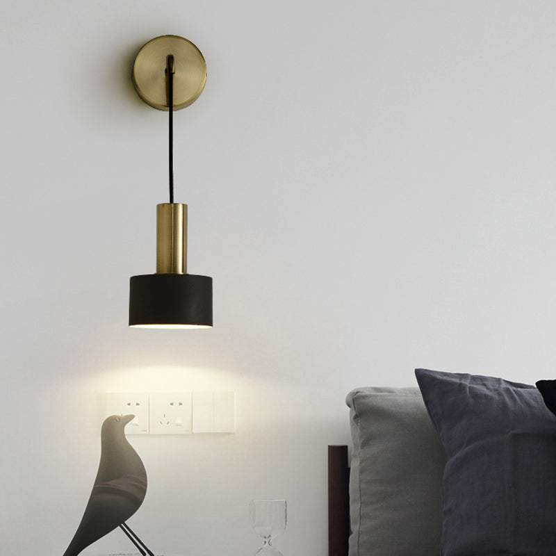 Postmodern Small Wall Hanging Light Metallic Single-Bulb Bedside Reading Wall Lamp Clearhalo 'Cast Iron' 'Glass' 'Industrial' 'Modern wall lights' 'Modern' 'Tiffany' 'Traditional wall lights' 'Wall Lamps & Sconces' 'Wall Lights' Lighting' 2356764