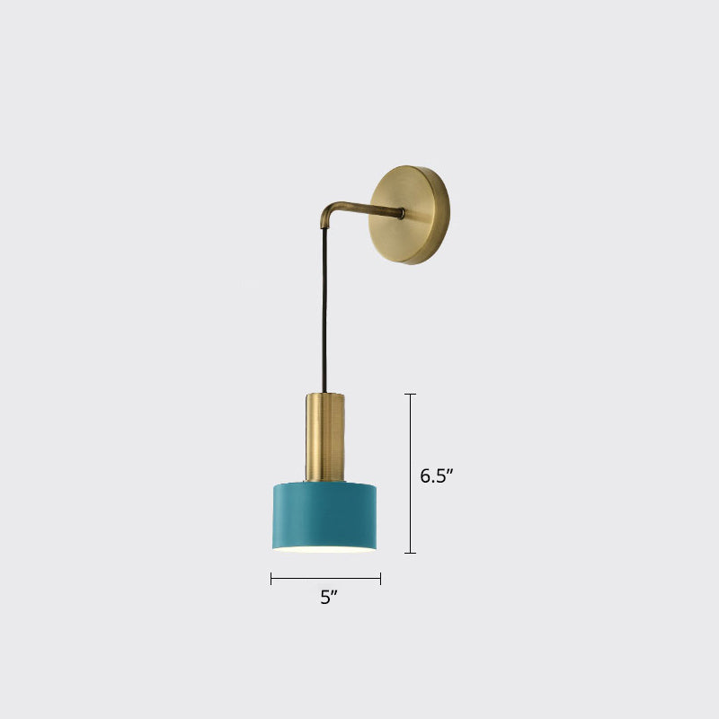 Postmodern Small Wall Hanging Light Metallic Single-Bulb Bedside Reading Wall Lamp Light Blue Clearhalo 'Cast Iron' 'Glass' 'Industrial' 'Modern wall lights' 'Modern' 'Tiffany' 'Traditional wall lights' 'Wall Lamps & Sconces' 'Wall Lights' Lighting' 2356765