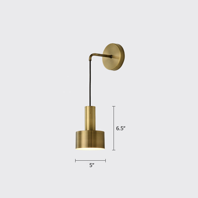 Postmodern Small Wall Hanging Light Metallic Single-Bulb Bedside Reading Wall Lamp Brass Clearhalo 'Cast Iron' 'Glass' 'Industrial' 'Modern wall lights' 'Modern' 'Tiffany' 'Traditional wall lights' 'Wall Lamps & Sconces' 'Wall Lights' Lighting' 2356767