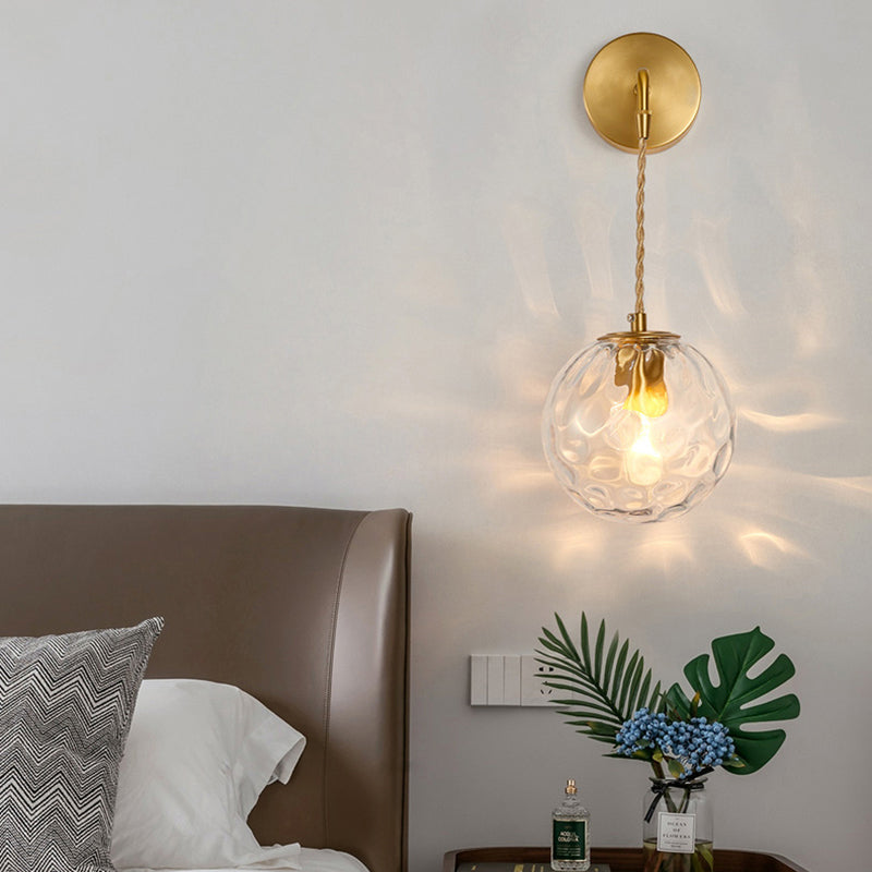 Postmodern Small Wall Hanging Light Metallic Single-Bulb Bedside Reading Wall Lamp Clear Clearhalo 'Cast Iron' 'Glass' 'Industrial' 'Modern wall lights' 'Modern' 'Tiffany' 'Traditional wall lights' 'Wall Lamps & Sconces' 'Wall Lights' Lighting' 2356771