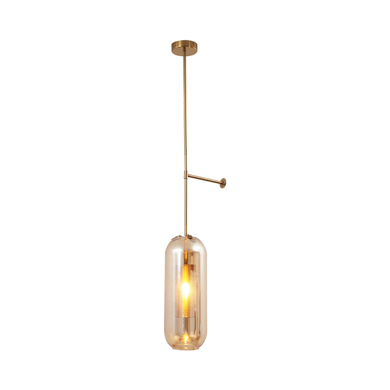 Pill Capsule Glass Wall Lamp Post-Modern 1 Head Brass Sconce Light Fixture with Mesh Guard Clearhalo 'Cast Iron' 'Glass' 'Industrial' 'Modern wall lights' 'Modern' 'Tiffany' 'Traditional wall lights' 'Wall Lamps & Sconces' 'Wall Lights' Lighting' 2356801