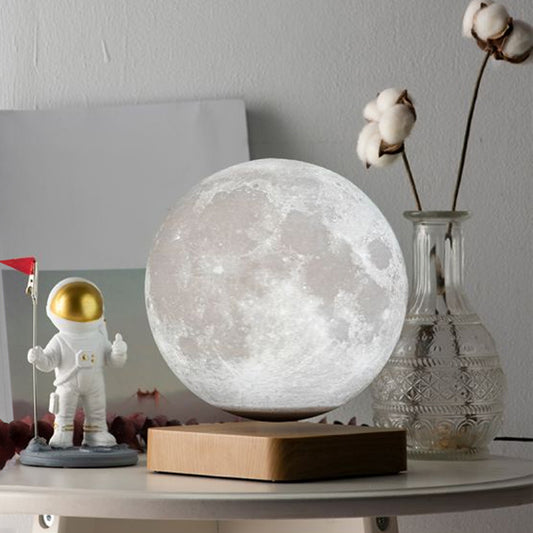 Plastic Moon Shaped Table Light Decorative LED White Maglev Nightstand Lamp for Child Room Clearhalo 'Lamps' 'Table Lamps' Lighting' 2356827