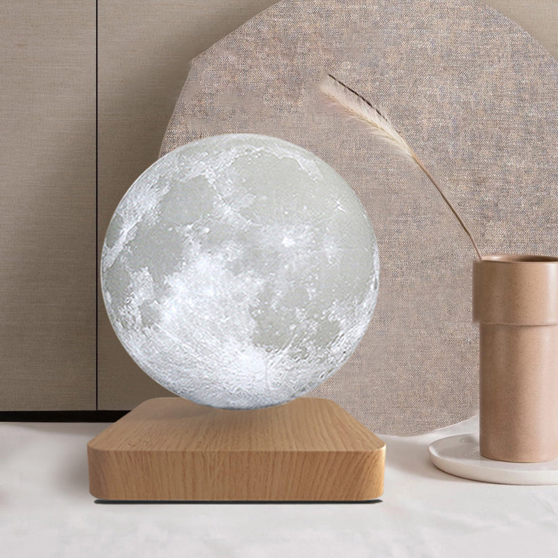 Plastic Moon Shaped Table Light Decorative LED White Maglev Nightstand Lamp for Child Room Light Wood Clearhalo 'Lamps' 'Table Lamps' Lighting' 2356828
