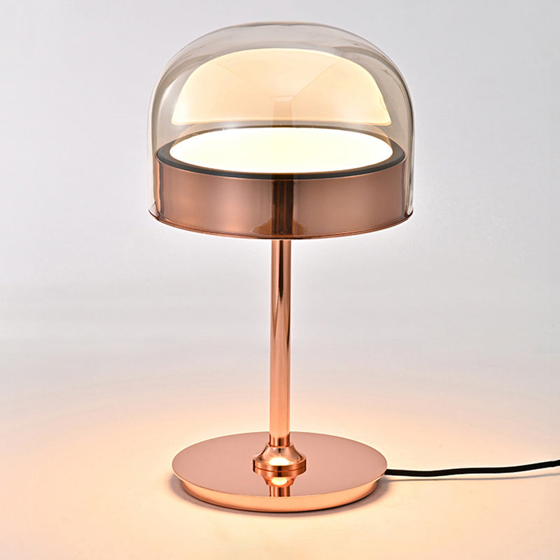 Glass Dome Shaped Night Table Light Nordic Style LED Nightstand Lamp for Bedroom Rose Gold 9.5" Clearhalo 'Lamps' 'Table Lamps' Lighting' 2356875