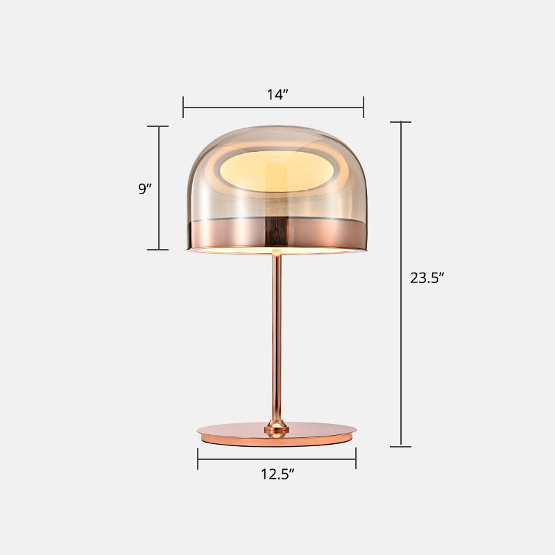 Glass Dome Shaped Night Table Light Nordic Style LED Nightstand Lamp for Bedroom Rose Gold 14" Clearhalo 'Lamps' 'Table Lamps' Lighting' 2356878