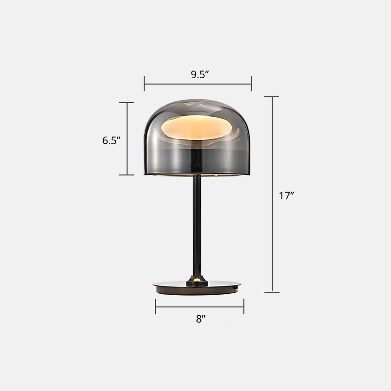 Glass Dome Shaped Night Table Light Nordic Style LED Nightstand Lamp for Bedroom Smoke Gray 9.5" Clearhalo 'Lamps' 'Table Lamps' Lighting' 2356880