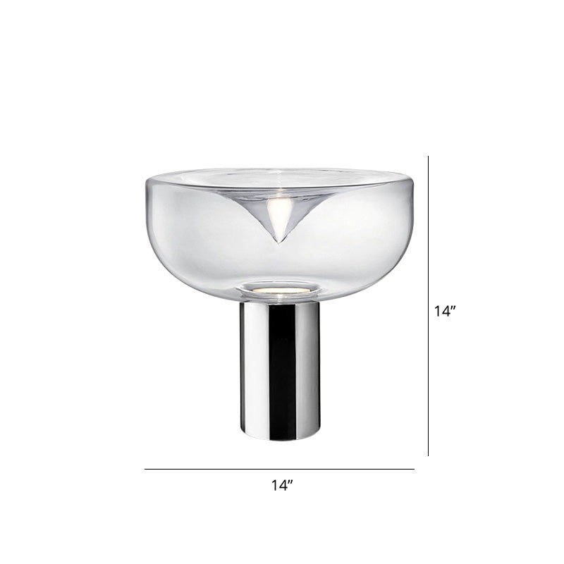 Bowl Glass Night Light Minimalism 1-Bulb Table Lamp with Open Top Design for Bedroom Chrome Clearhalo 'Lamps' 'Table Lamps' Lighting' 2356891