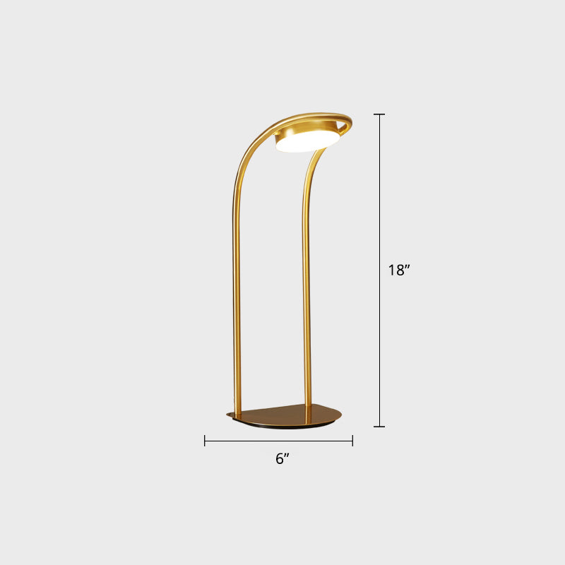Bend Metallic Nightstand Lamp Postmodern Brass LED Table Lighting for Living Room Brass Down Clearhalo 'Lamps' 'Table Lamps' Lighting' 2356916
