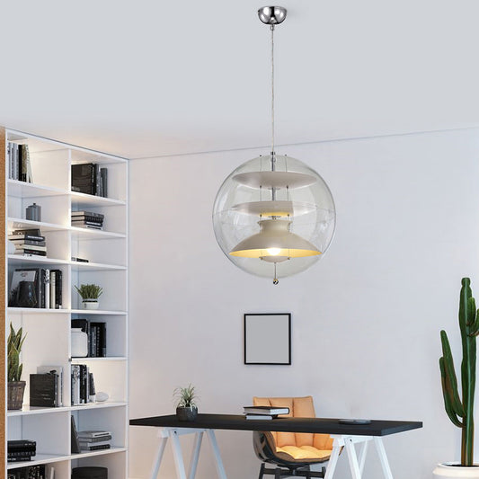 Clear Spherical Suspension Lighting Designer 1-Head Acrylic Pendant Lamp with Multi-Layer Shade Inside Clearhalo 'Ceiling Lights' 'Glass shade' 'Glass' 'Modern Pendants' 'Modern' 'Pendant Lights' 'Pendants' Lighting' 2356963