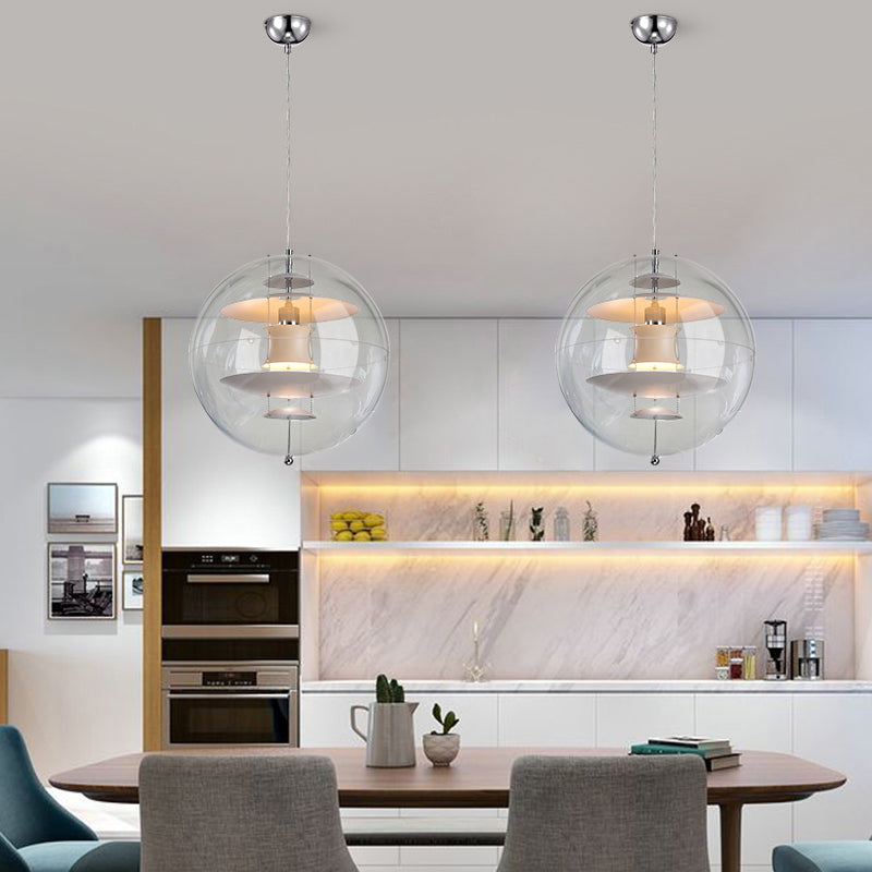 Clear Spherical Suspension Lighting Designer 1-Head Acrylic Pendant Lamp with Multi-Layer Shade Inside Clearhalo 'Ceiling Lights' 'Glass shade' 'Glass' 'Modern Pendants' 'Modern' 'Pendant Lights' 'Pendants' Lighting' 2356964