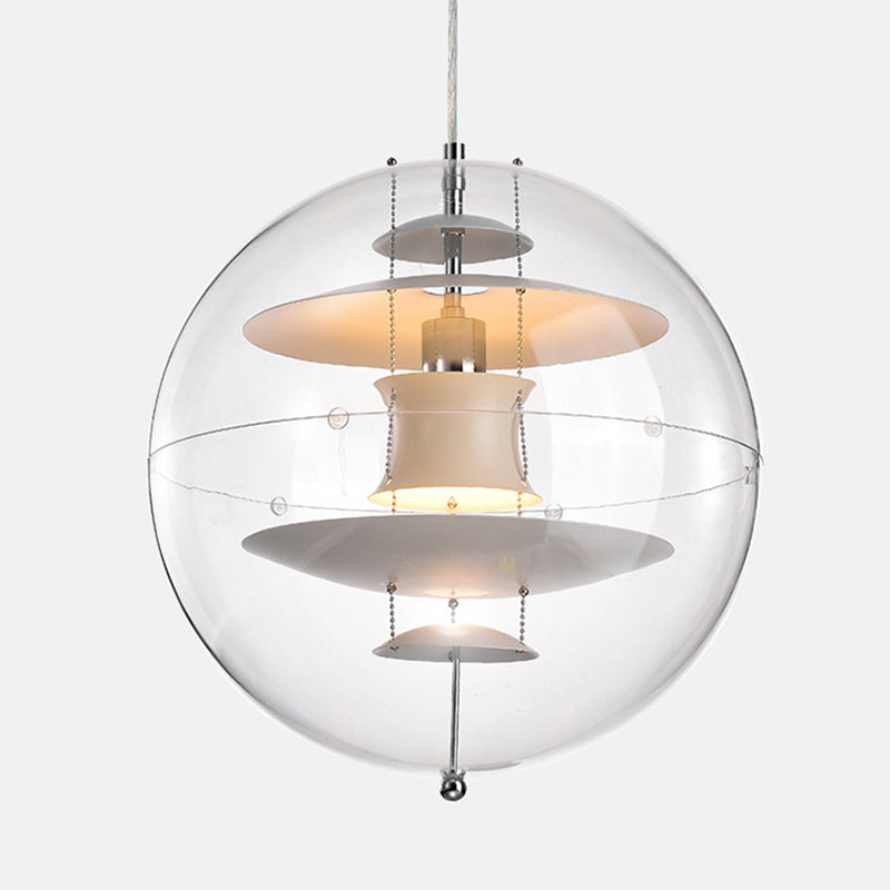 Clear Spherical Suspension Lighting Designer 1-Head Acrylic Pendant Lamp with Multi-Layer Shade Inside Clearhalo 'Ceiling Lights' 'Glass shade' 'Glass' 'Modern Pendants' 'Modern' 'Pendant Lights' 'Pendants' Lighting' 2356967