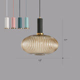 Modern Bottle Shaped Hanging Light Ribbed Glass 1 Bulb Dining Room Pendant Lighting Fixture Yellow-Black 12" Clearhalo 'Ceiling Lights' 'Chandeliers' 'Glass shade' 'Glass' 'Modern Pendants' 'Modern' 'Pendant Lights' 'Pendants' Lighting' 2356974