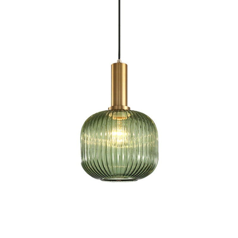 Modern Bottle Shaped Hanging Light Ribbed Glass 1 Bulb Dining Room Pendant Lighting Fixture Blackish Green 8" Clearhalo 'Ceiling Lights' 'Chandeliers' 'Glass shade' 'Glass' 'Modern Pendants' 'Modern' 'Pendant Lights' 'Pendants' Lighting' 2356978