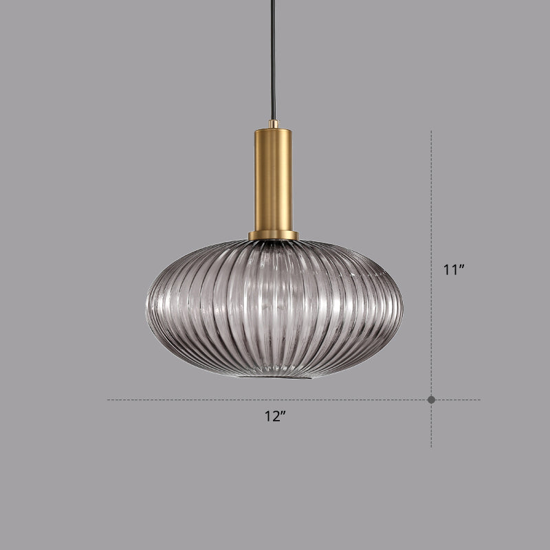 Modern Bottle Shaped Hanging Light Ribbed Glass 1 Bulb Dining Room Pendant Lighting Fixture Smoke Gray 12" Clearhalo 'Ceiling Lights' 'Chandeliers' 'Glass shade' 'Glass' 'Modern Pendants' 'Modern' 'Pendant Lights' 'Pendants' Lighting' 2356984