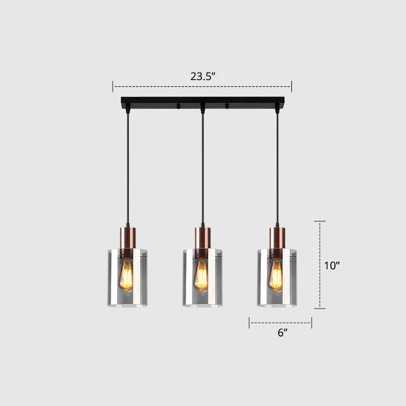 Rose Gold Bottle Cluster Pendant Modernist 3-Bulb Smoke Glass Hanging Light for Restaurant Smoke Gray 23.5" Clearhalo 'Ceiling Lights' 'Chandeliers' 'Glass shade' 'Glass' 'Modern Pendants' 'Modern' 'Pendant Lights' 'Pendants' Lighting' 2357054