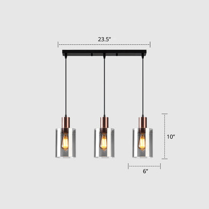 Rose Gold Bottle Cluster Pendant Modernist 3-Bulb Smoke Glass Hanging Light for Restaurant Smoke Gray 23.5" Clearhalo 'Ceiling Lights' 'Chandeliers' 'Glass shade' 'Glass' 'Modern Pendants' 'Modern' 'Pendant Lights' 'Pendants' Lighting' 2357054