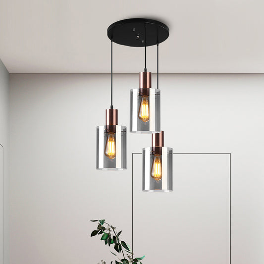 Rose Gold Bottle Cluster Pendant Modernist 3-Bulb Smoke Glass Hanging Light for Restaurant Clearhalo 'Ceiling Lights' 'Chandeliers' 'Glass shade' 'Glass' 'Modern Pendants' 'Modern' 'Pendant Lights' 'Pendants' Lighting' 2357058