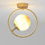 Ball and Ring Corridor Ceiling Light Glass 1-Light Minimalist Semi Flush Mount Light Golden Clearhalo 'Ceiling Lights' 'Close To Ceiling Lights' 'Close to ceiling' 'Semi-flushmount' Lighting' 2357067