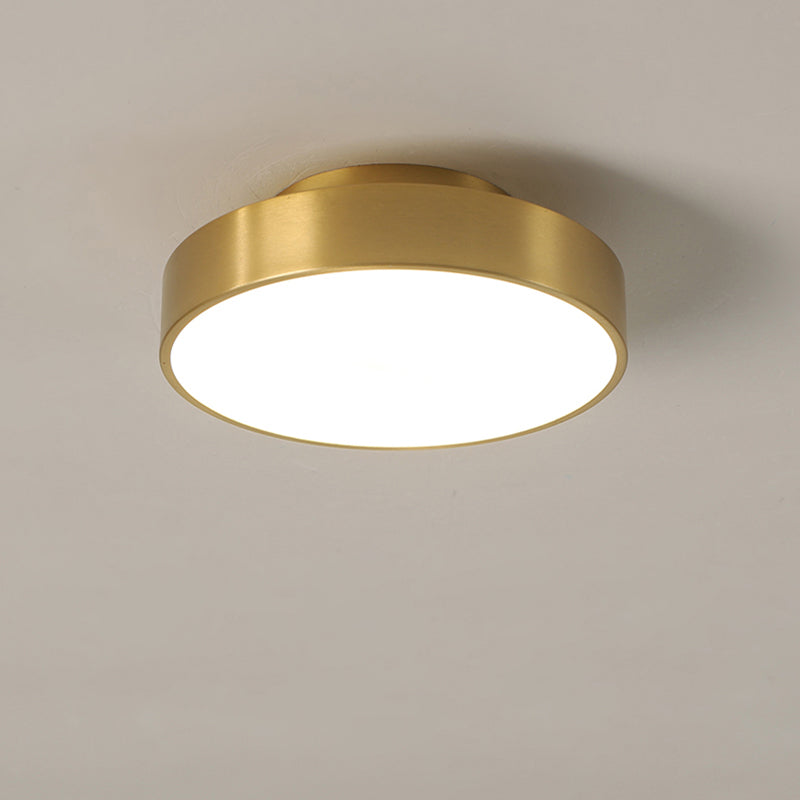 Round Aisle Semi Flush Mount Ceiling Fixture Metal 1 Head Simple Flush Light in Brass Brass Round Canopy Clearhalo 'Ceiling Lights' 'Close To Ceiling Lights' 'Close to ceiling' 'Semi-flushmount' Lighting' 2357071