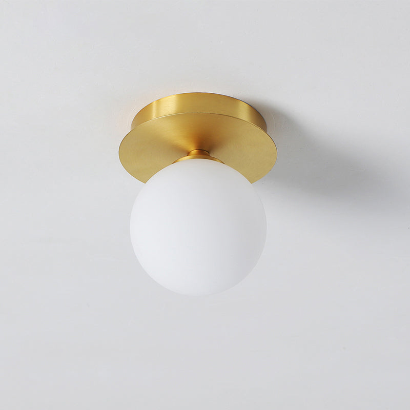 Round Aisle Semi Flush Mount Ceiling Fixture Metal 1 Head Simple Flush Light in Brass Clearhalo 'Ceiling Lights' 'Close To Ceiling Lights' 'Close to ceiling' 'Semi-flushmount' Lighting' 2357074