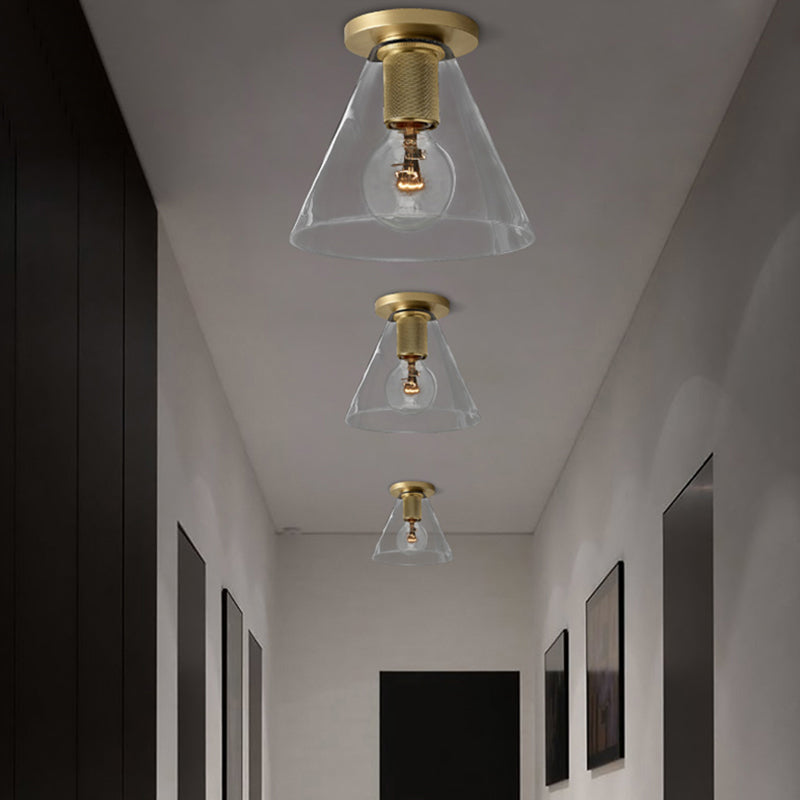 Geometrical Flushmount Lighting Simple Transparent Glass 1-Light Aisle Ceiling Light Fixture Clearhalo 'Ceiling Lights' 'Close To Ceiling Lights' 'Close to ceiling' 'Flush mount' Lighting' 2357094