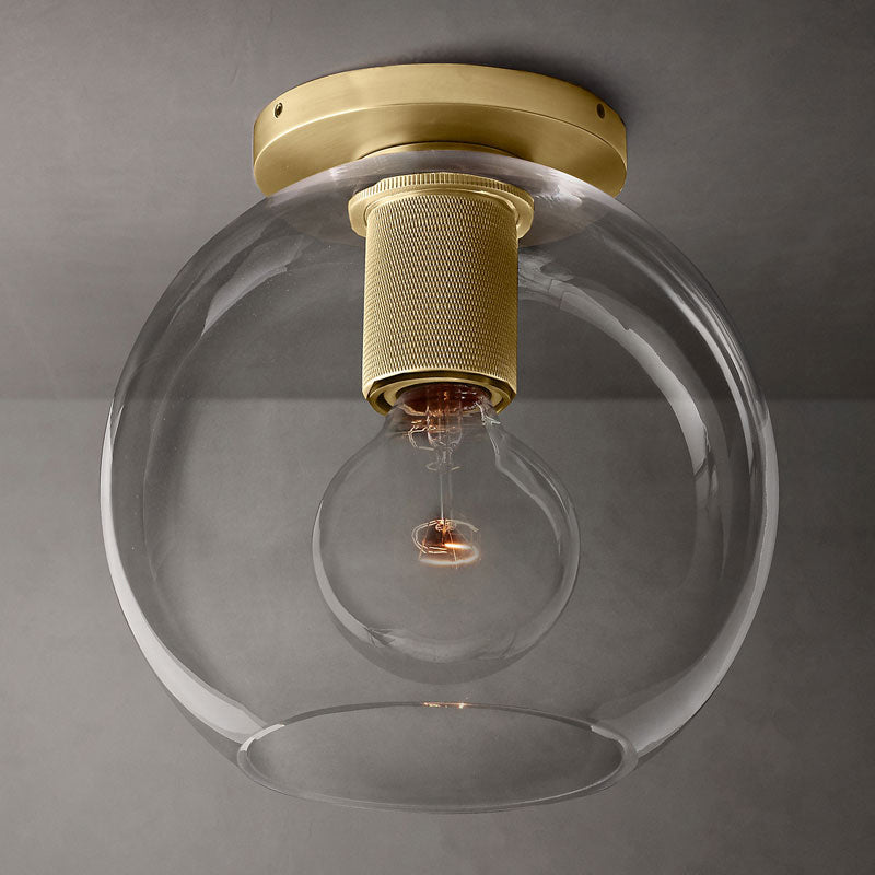 Geometrical Flushmount Lighting Simple Transparent Glass 1-Light Aisle Ceiling Light Fixture Brass Round Clearhalo 'Ceiling Lights' 'Close To Ceiling Lights' 'Close to ceiling' 'Flush mount' Lighting' 2357096