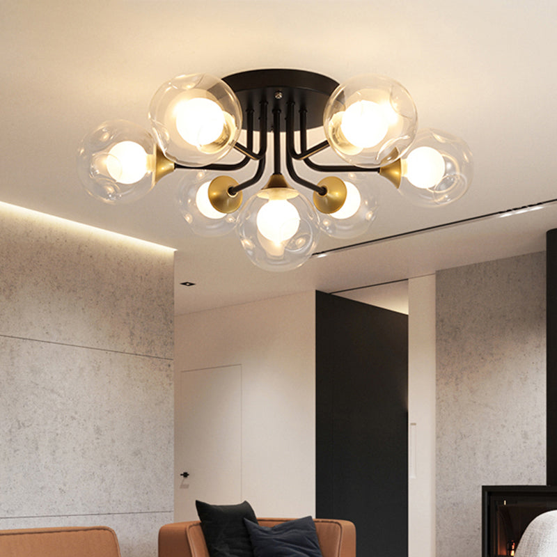 Bubble Glass Ceiling Lighting Contemporary Semi Flush Light Fixture for Living Room Clearhalo 'Ceiling Lights' 'Close To Ceiling Lights' 'Close to ceiling' 'Semi-flushmount' Lighting' 2357097