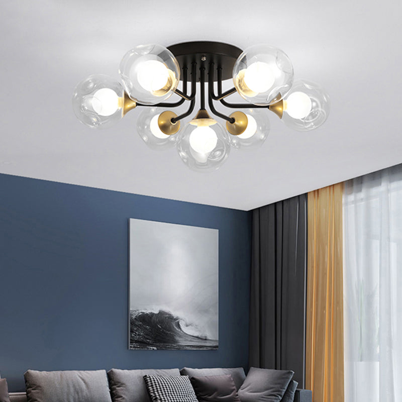 Bubble Glass Ceiling Lighting Contemporary Semi Flush Light Fixture for Living Room Clearhalo 'Ceiling Lights' 'Close To Ceiling Lights' 'Close to ceiling' 'Semi-flushmount' Lighting' 2357102