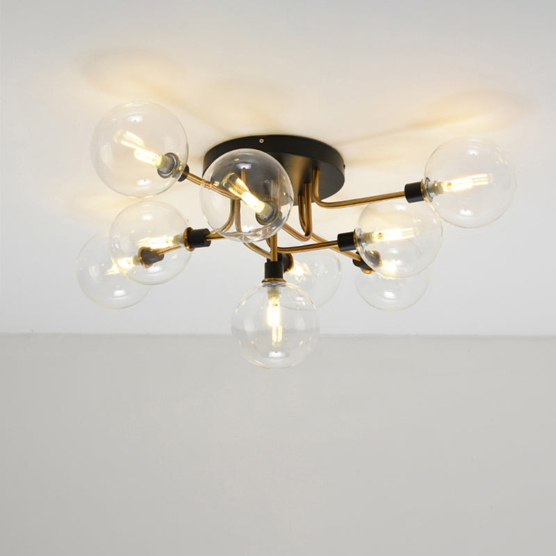 Bubble Glass Ceiling Lighting Contemporary Semi Flush Light Fixture for Living Room 9 Gold Clear Clearhalo 'Ceiling Lights' 'Close To Ceiling Lights' 'Close to ceiling' 'Semi-flushmount' Lighting' 2357108