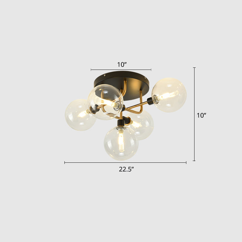 Bubble Glass Ceiling Lighting Contemporary Semi Flush Light Fixture for Living Room 5 Gold Clear Clearhalo 'Ceiling Lights' 'Close To Ceiling Lights' 'Close to ceiling' 'Semi-flushmount' Lighting' 2357110