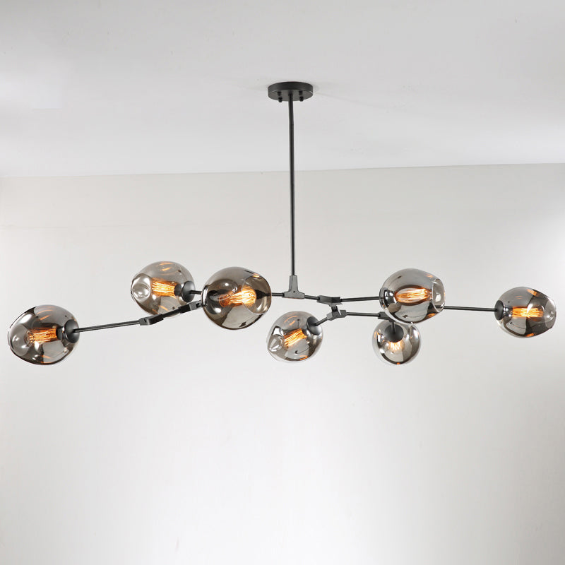 Molecule Dimpled Glass Pendant Lamp Designer Style Chandelier Light for Living Room 7 Black Smoke Grey Clearhalo 'Ceiling Lights' 'Chandeliers' 'Modern Chandeliers' 'Modern' Lighting' 2357226