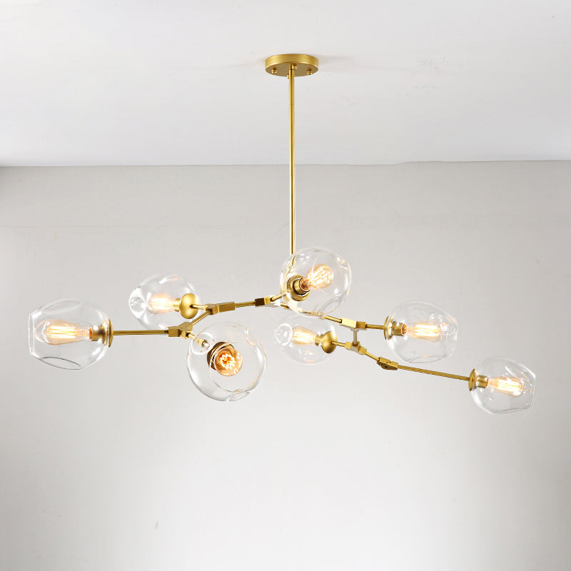 Molecule Dimpled Glass Pendant Lamp Designer Style Chandelier Light for Living Room 7 Gold Clear Clearhalo 'Ceiling Lights' 'Chandeliers' 'Modern Chandeliers' 'Modern' Lighting' 2357228