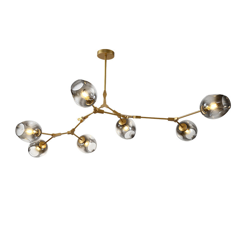 Postmodern Ceiling Chandelier DNA Structure Pendant Light with Dimpled Cup Glass Shade Clearhalo 'Ceiling Lights' 'Chandeliers' 'Modern Chandeliers' 'Modern' Lighting' 2357250