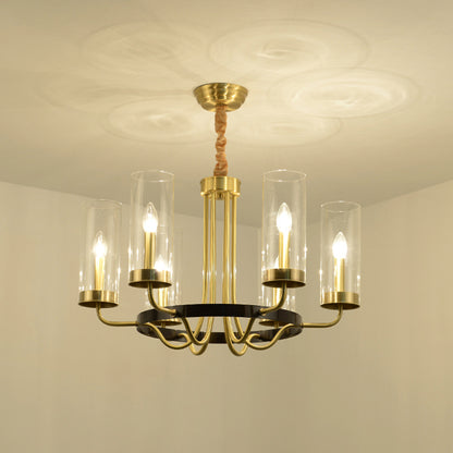 Clear Glass Flute Chandelier Lamp Postmodern Gold Finish Ceiling Light for Dining Room 6 Gold Clearhalo 'Ceiling Lights' 'Chandeliers' 'Modern Chandeliers' 'Modern' Lighting' 2357253