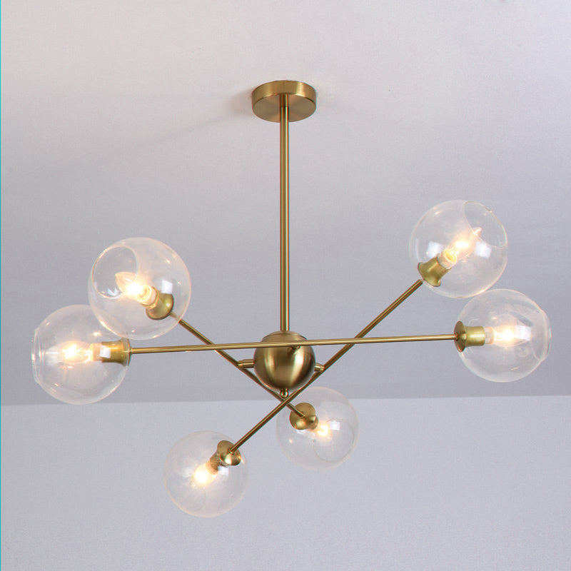 Minimalistic Ball Hanging Ceiling Light Glass Dining Room Chandelier Light Fixture Clearhalo 'Ceiling Lights' 'Chandeliers' 'Modern Chandeliers' 'Modern' Lighting' 2357305