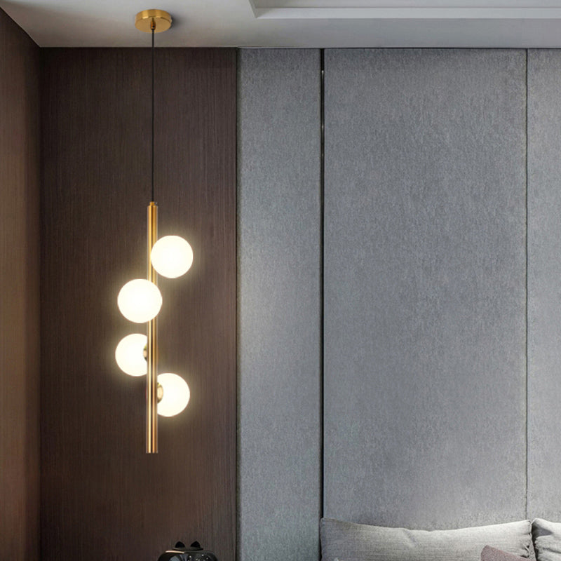 Opal Glass Orbs Pendant Lighting Minimalistic Hanging Chandelier for Living Room Clearhalo 'Ceiling Lights' 'Chandeliers' 'Modern Chandeliers' 'Modern' Lighting' 2357333